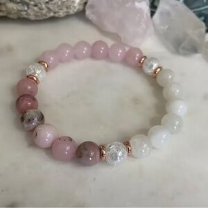 Pink and White Beaded Bracelet